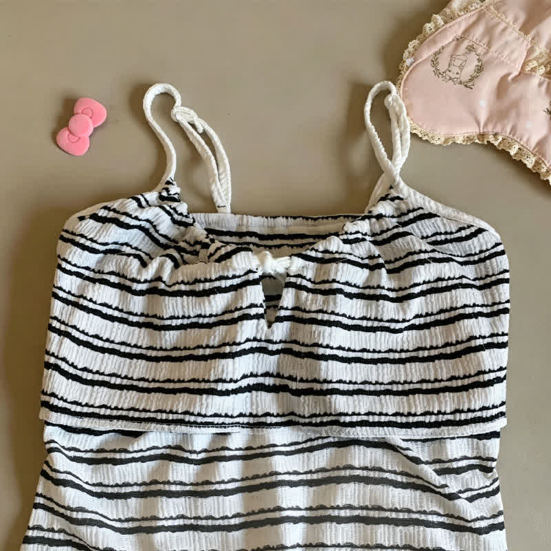 Ownkoti Bow Front Stripe Cami & Shorts Pajama Set - image 12