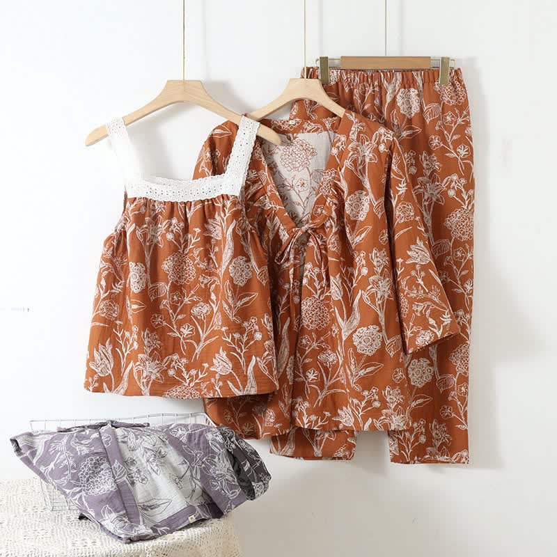 Ownkoti Floral Pure Cotton 3-Piece Pajama Set - image 3