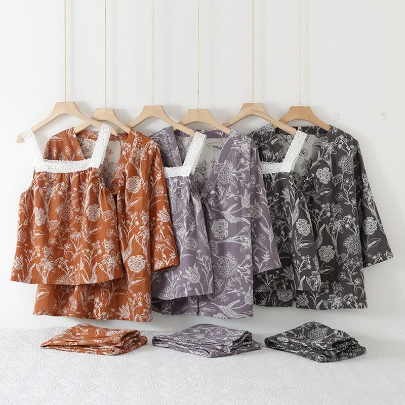 Ownkoti Floral Pure Cotton 3-Piece Pajama Set - image 1