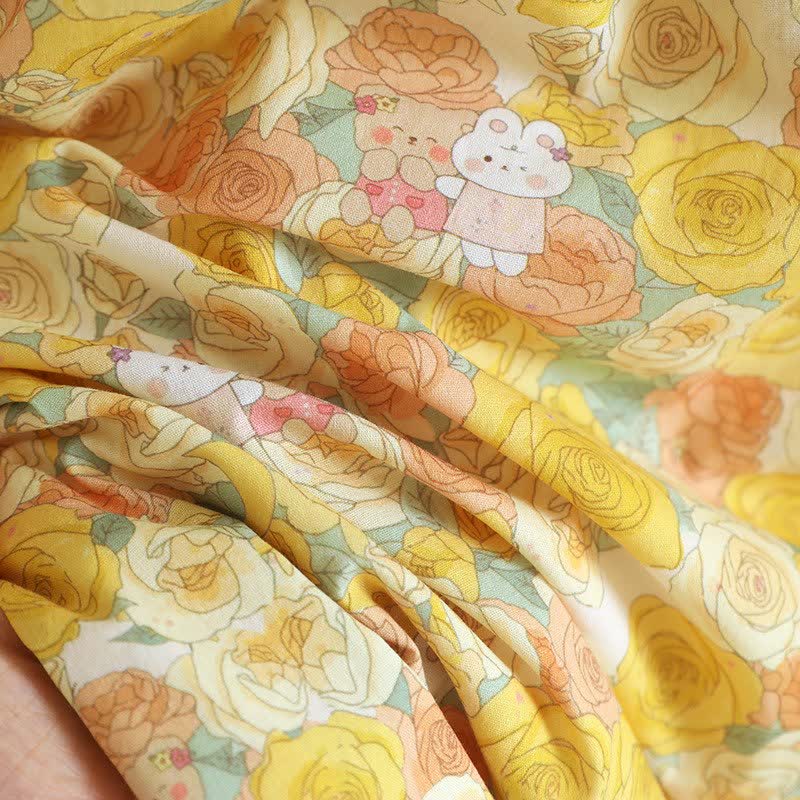 Ownkoti Yellow Floral Lace Trim Cotton Nightgown - image 11
