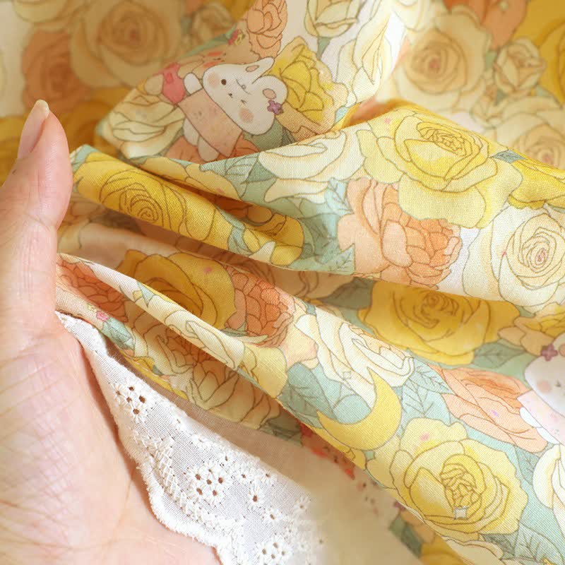Ownkoti Yellow Floral Lace Trim Cotton Nightgown - image 12