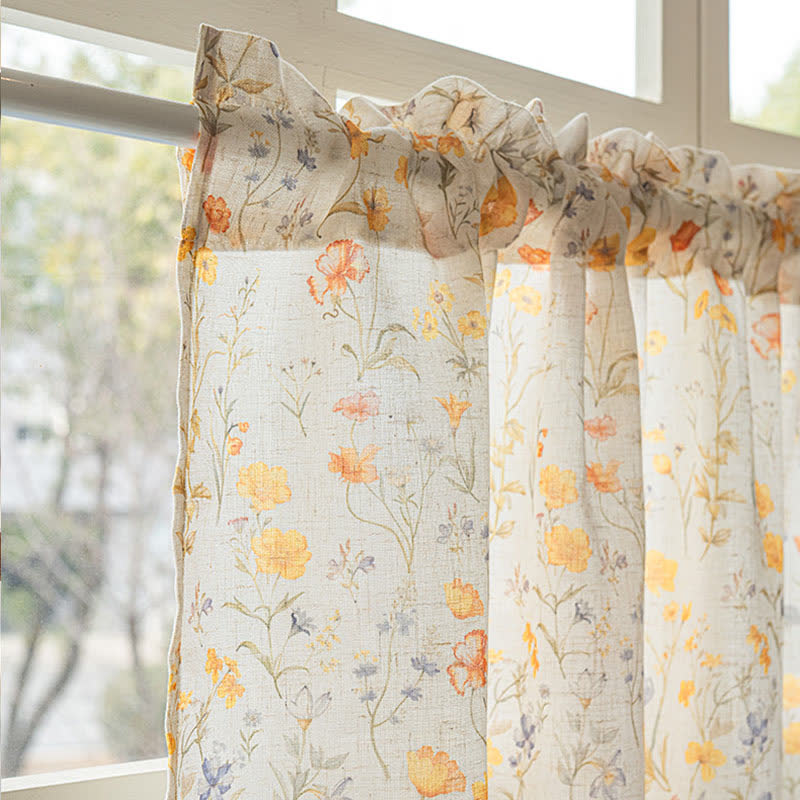 Ownkoti Floral Semi-Sheer Kitchen Half Curtain - image 6