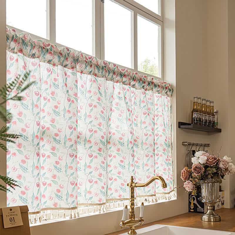Ownkoti Country Cottage Cherry Small Window Drape - image 2
