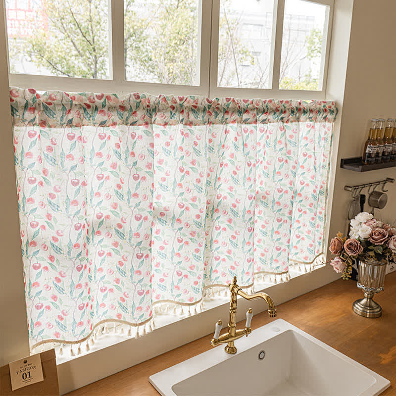 Ownkoti Country Cottage Cherry Small Window Drape - image 1