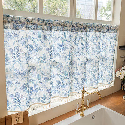 Ownkoti Botanical Linen Kitchen Curtain with Tassels - image 3