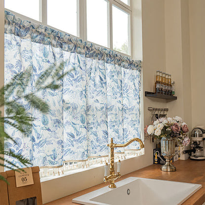 Ownkoti Botanical Linen Kitchen Curtain with Tassels - image 1