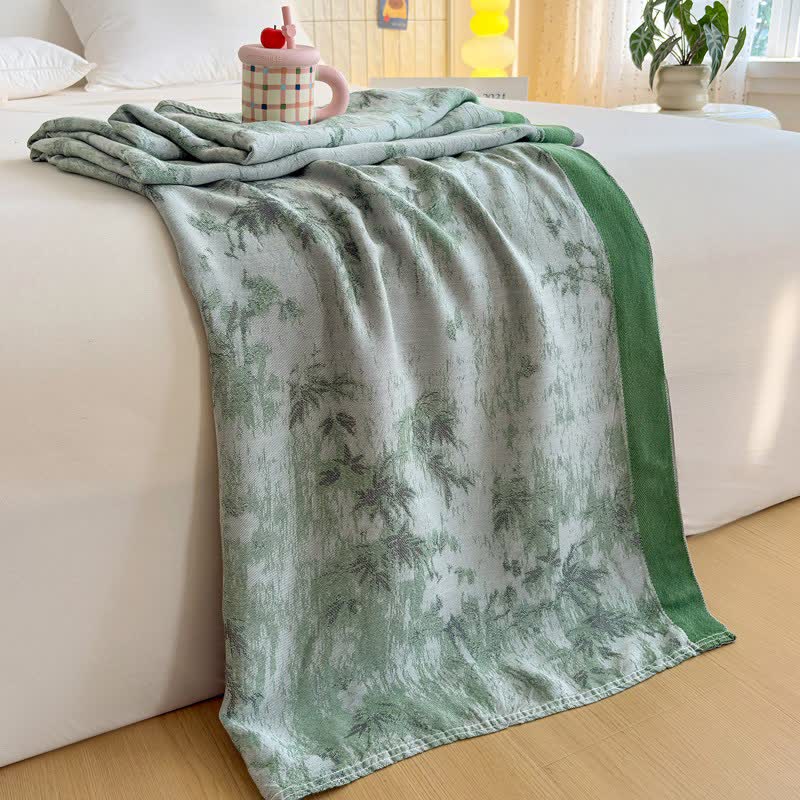 Ownkoti Artistic Botanical Bamboo Fiber Summer Blanket - Green - 79"W x 90"L - image 8