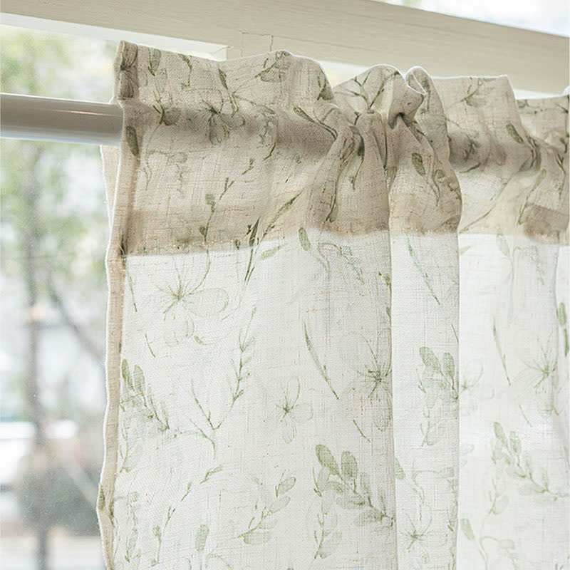 Ownkoti  Botanical Leaf Semi-Sheer Short Drapes  - image 7