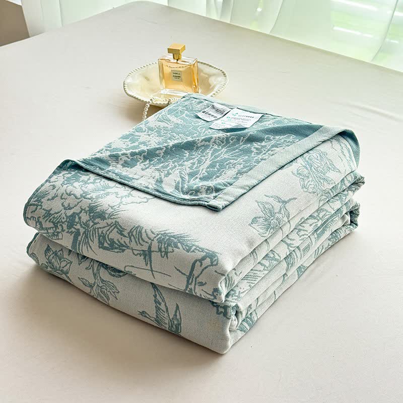 Ownkoti Tree Landscape Bamboo Fiber Blanket - Blue - 79"W x 90"L - image 0