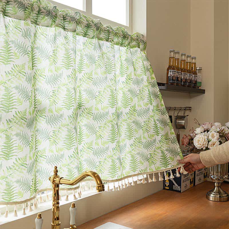 Ownkoti Scandinavian Style Fern Kitchen Curtain - image 1