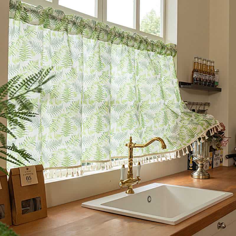 Ownkoti Scandinavian Style Fern Kitchen Curtain - 52"W x 96"L - image 0