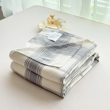 Ownkoti Classic Plaid Bamboo Fiber Blanket - Blue - 79"W x 90"L - image 6