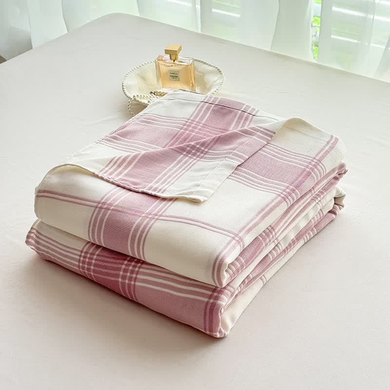 Ownkoti Classic Plaid Bamboo Fiber Blanket - Pink - 79"W x 90"L - image 0