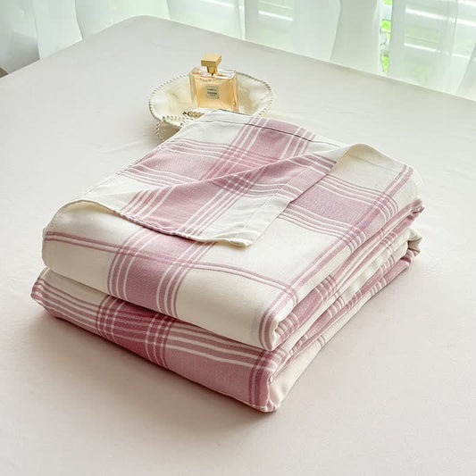Ownkoti Classic Plaid Bamboo Fiber Blanket - Pink - 79"W x 90"L - image 0