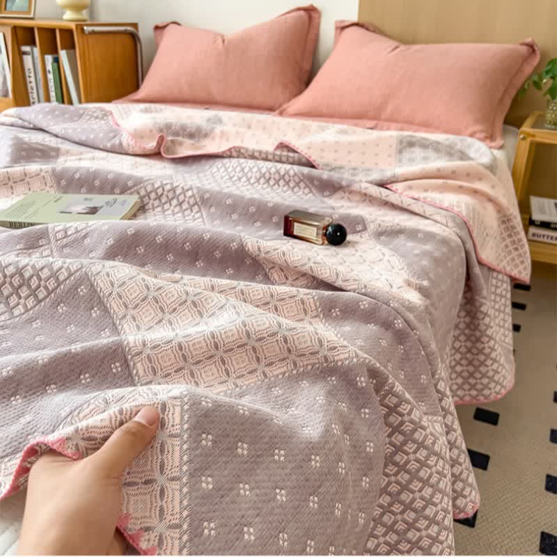 Ownkoti Geometric Patchwork Cotton Triple Gauze Quilt - image 6