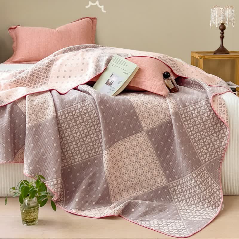 Ownkoti Geometric Patchwork Cotton Triple Gauze Quilt - image 7