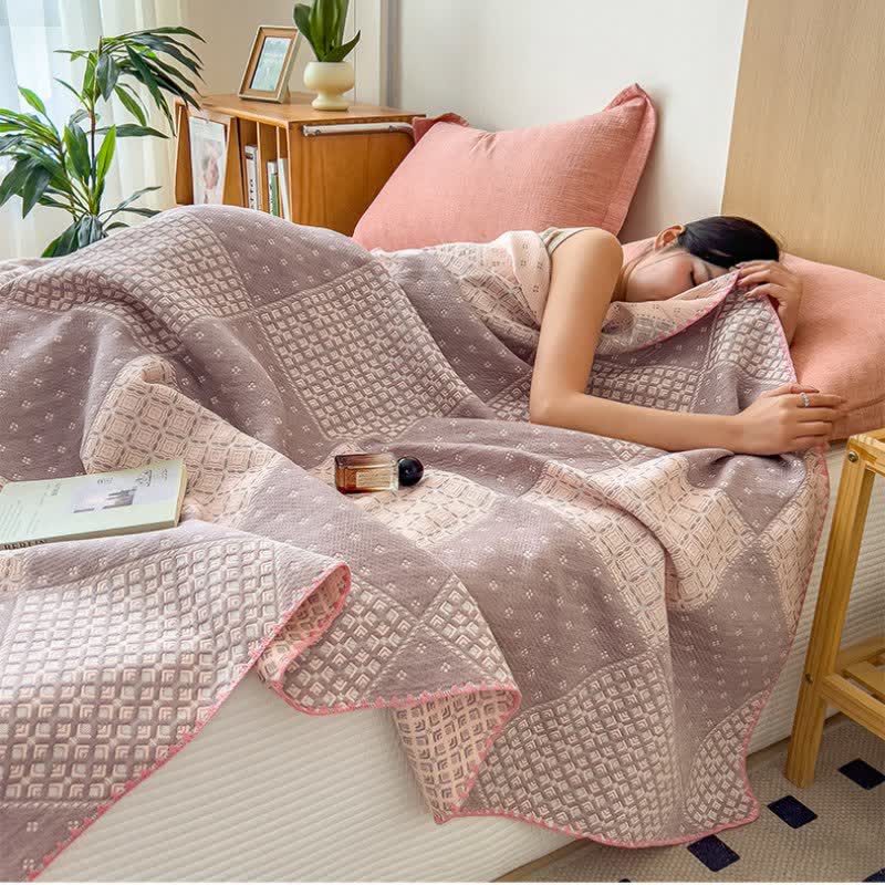 Ownkoti Geometric Patchwork Cotton Triple Gauze Quilt - image 5