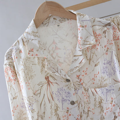 Ownkoti Muted Floral Cotton Gauze Pajama Set - image 4