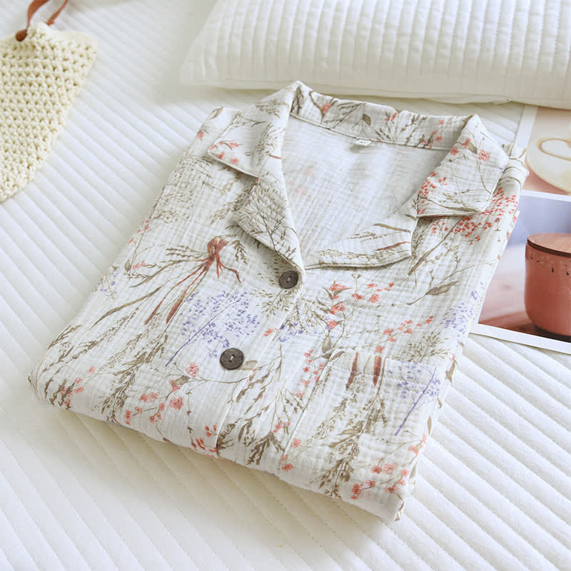 Ownkoti Muted Floral Cotton Gauze Pajama Set - image 2