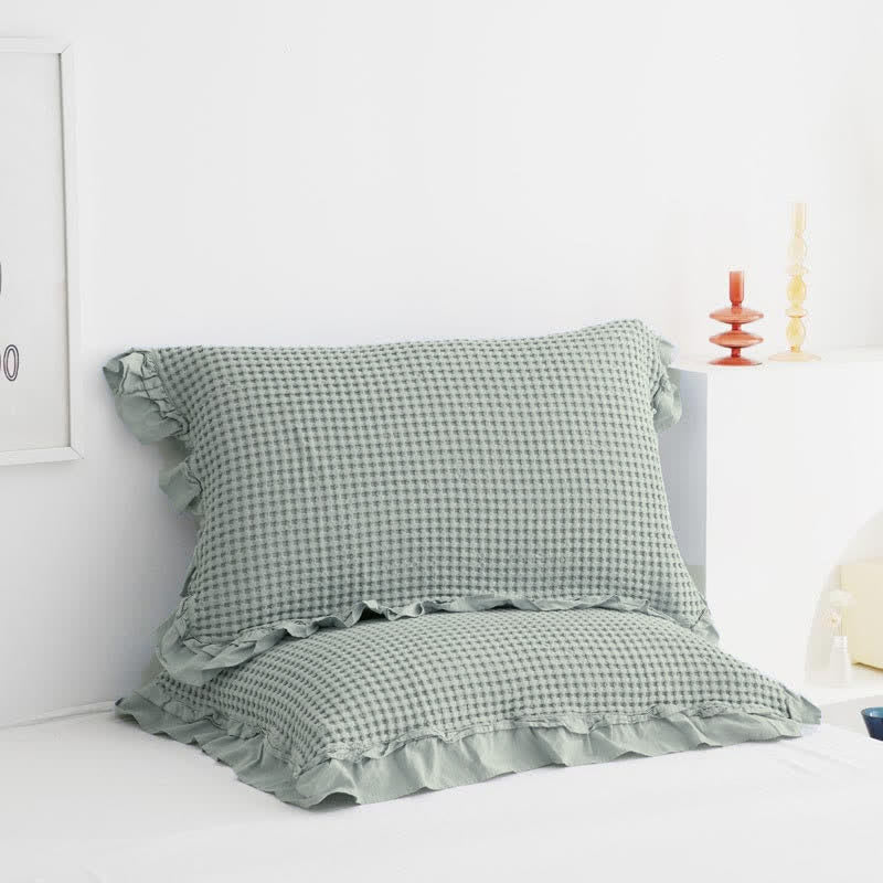 Ownkoti Waffle Weave Cotton Pillowcases with Ruffle (2PCS) - image 12