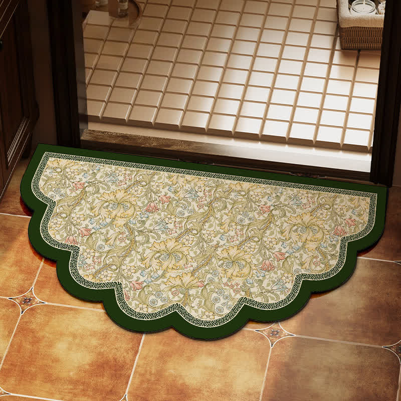 Ownkoti Floral Scalloped Half-Round Shower Rug - 19"W x 35"L - image 0