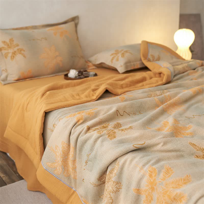 Ownkoti Cotton Gauze Jacquard Rustic Leaf Bedding - image 2