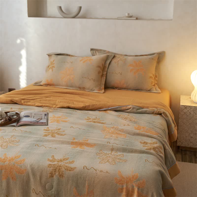 Ownkoti Cotton Gauze Jacquard Rustic Leaf Bedding - image 6