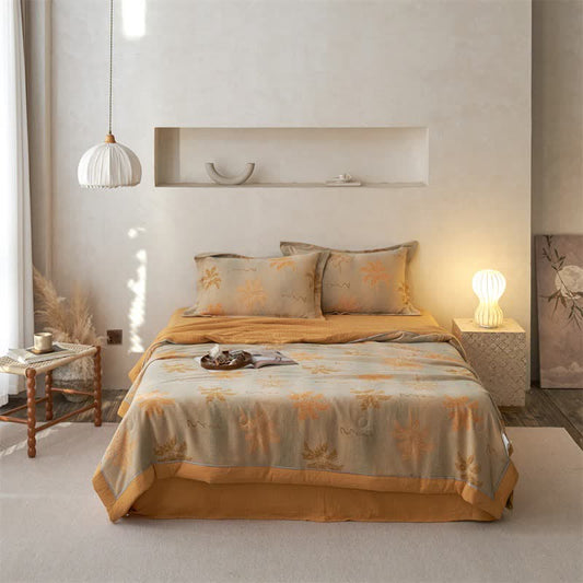 Ownkoti Cotton Gauze Jacquard Rustic Leaf Bedding - Bedding Set - King - image 0