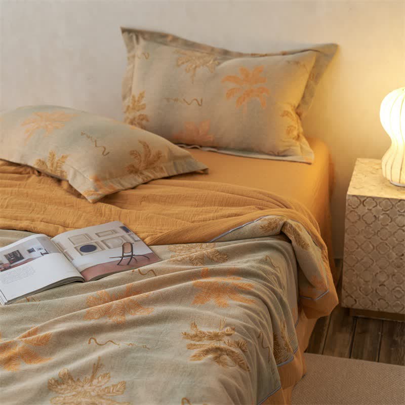 Ownkoti Cotton Gauze Jacquard Rustic Leaf Bedding - image 4