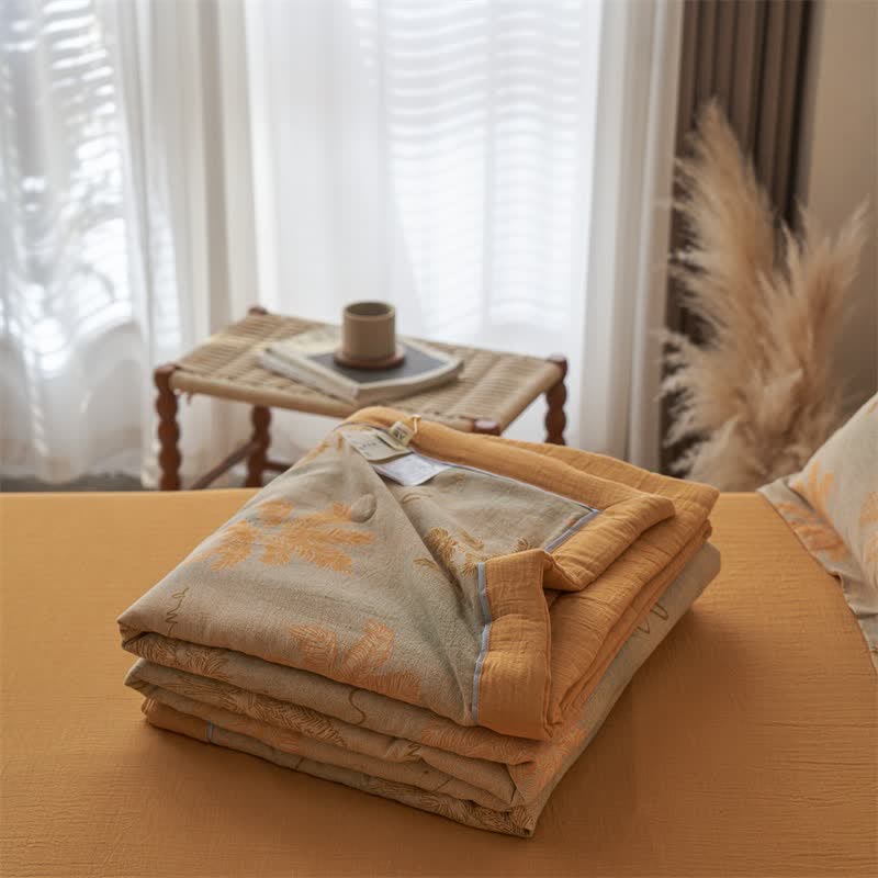 Ownkoti Cotton Gauze Jacquard Rustic Leaf Bedding - image 15