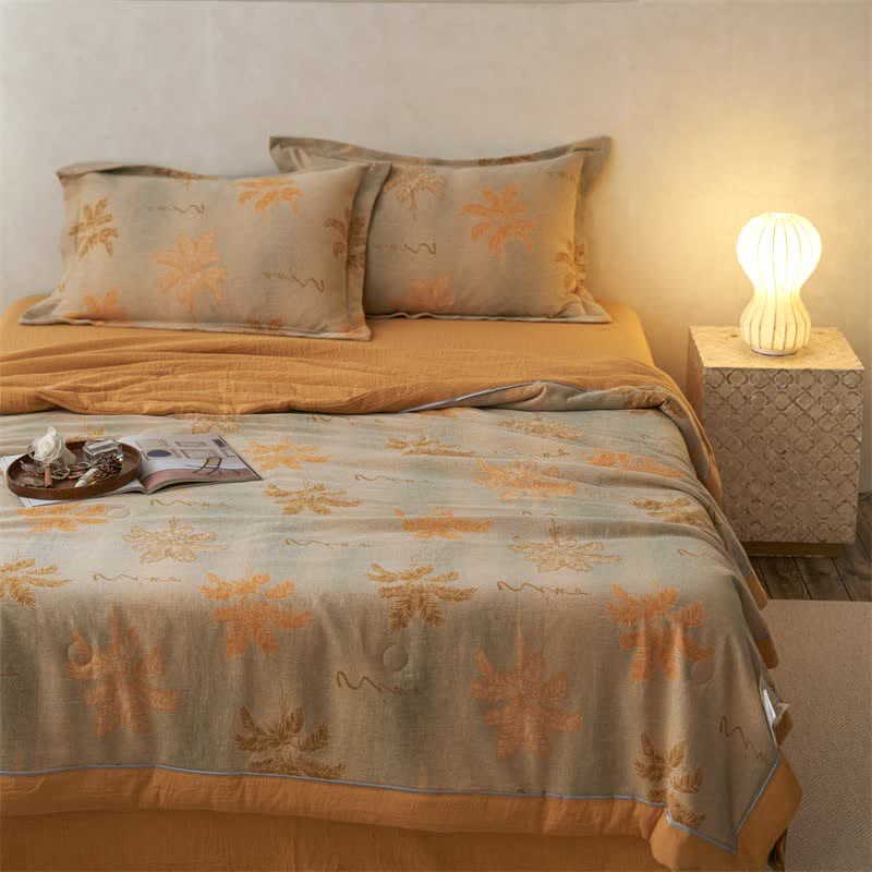 Ownkoti Cotton Gauze Jacquard Rustic Leaf Bedding - image 8