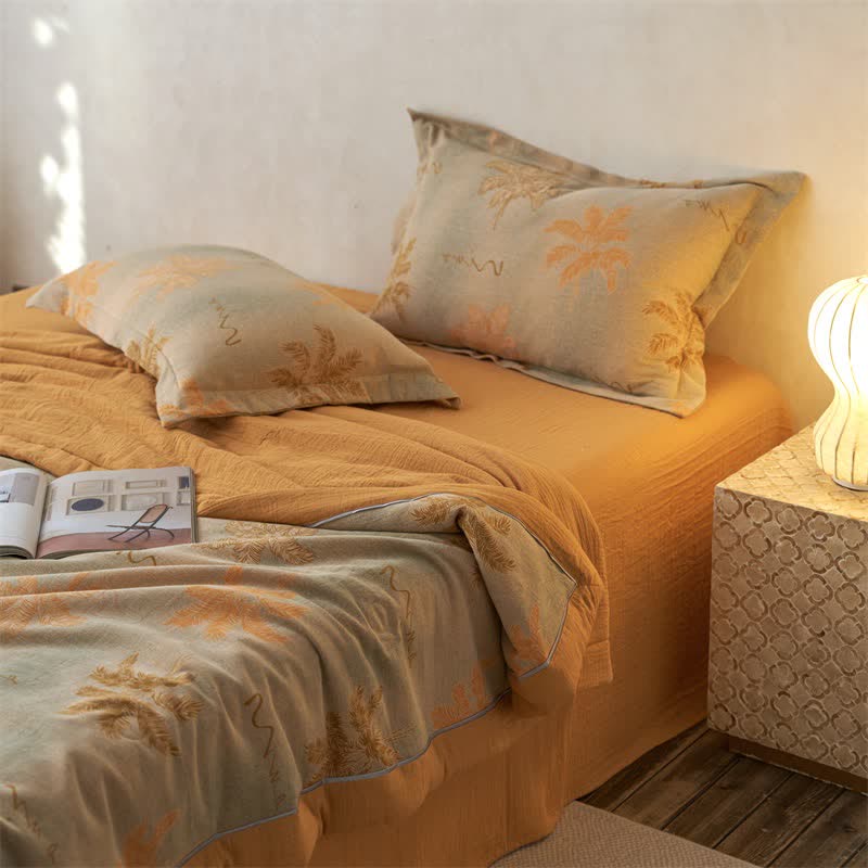 Ownkoti Cotton Gauze Jacquard Rustic Leaf Bedding - image 10