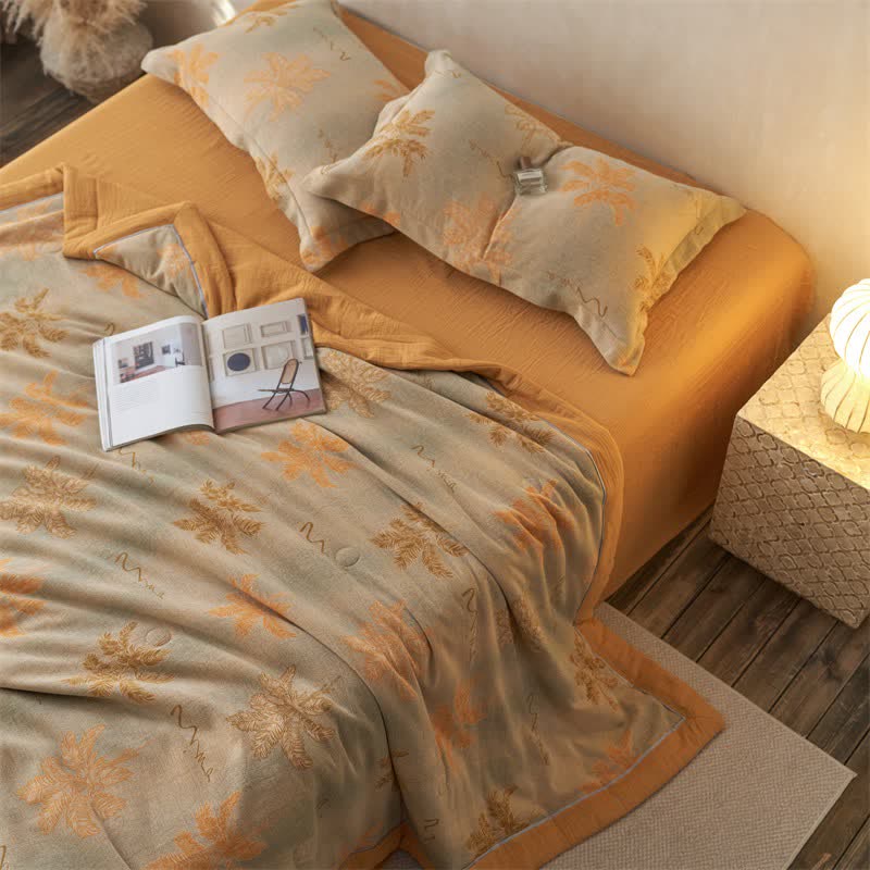 Ownkoti Cotton Gauze Jacquard Rustic Leaf Bedding - image 3
