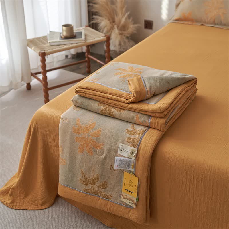 Ownkoti Cotton Gauze Jacquard Rustic Leaf Bedding - Quilt - King - image 16