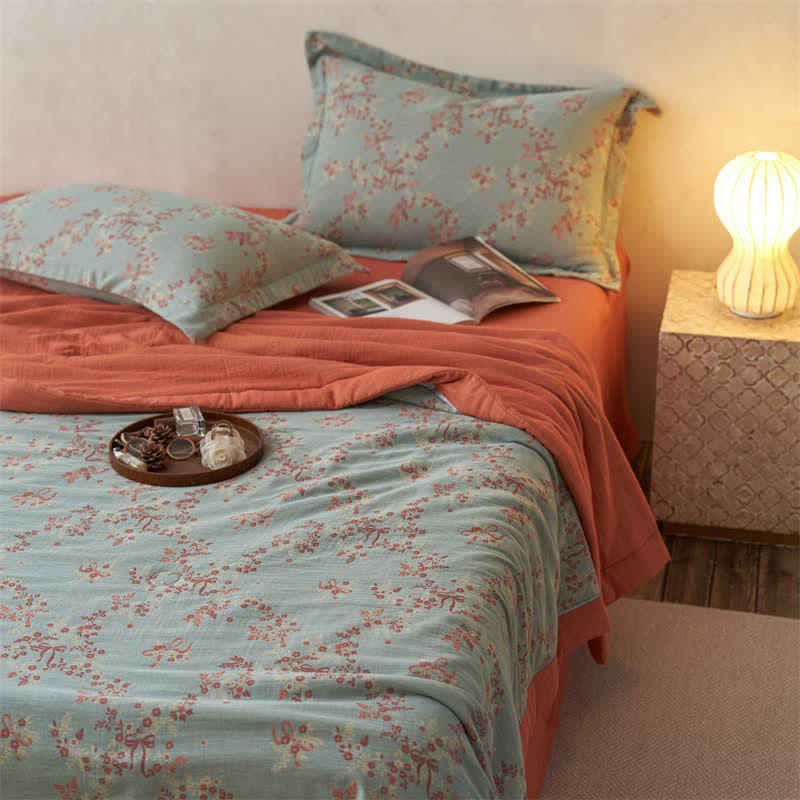 Ownkoti Cotton Gauze Jacquard Floral & Bow Bedding - image 5