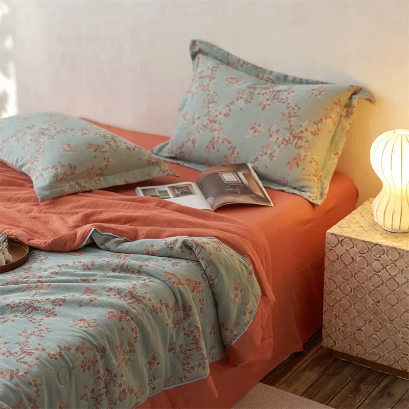 Ownkoti Cotton Gauze Jacquard Floral & Bow Bedding - image 6