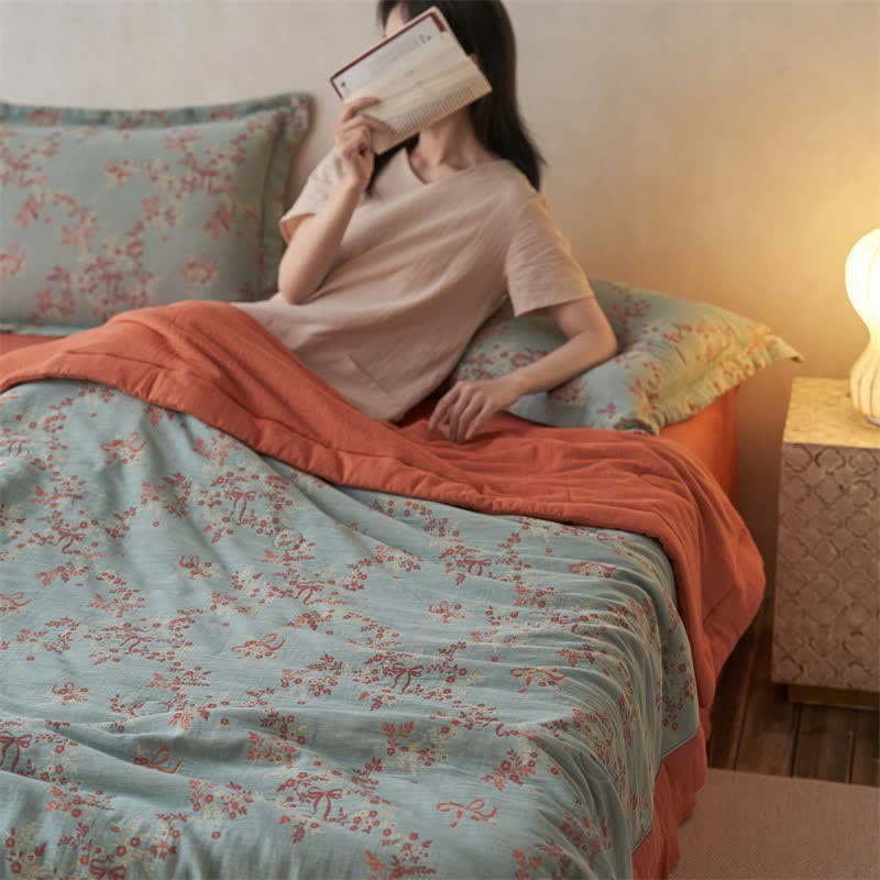 Ownkoti Cotton Gauze Jacquard Floral & Bow Bedding - image 9