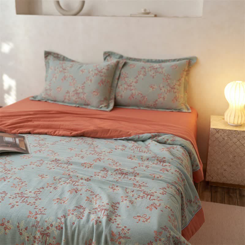Ownkoti Cotton Gauze Jacquard Floral & Bow Bedding - image 7