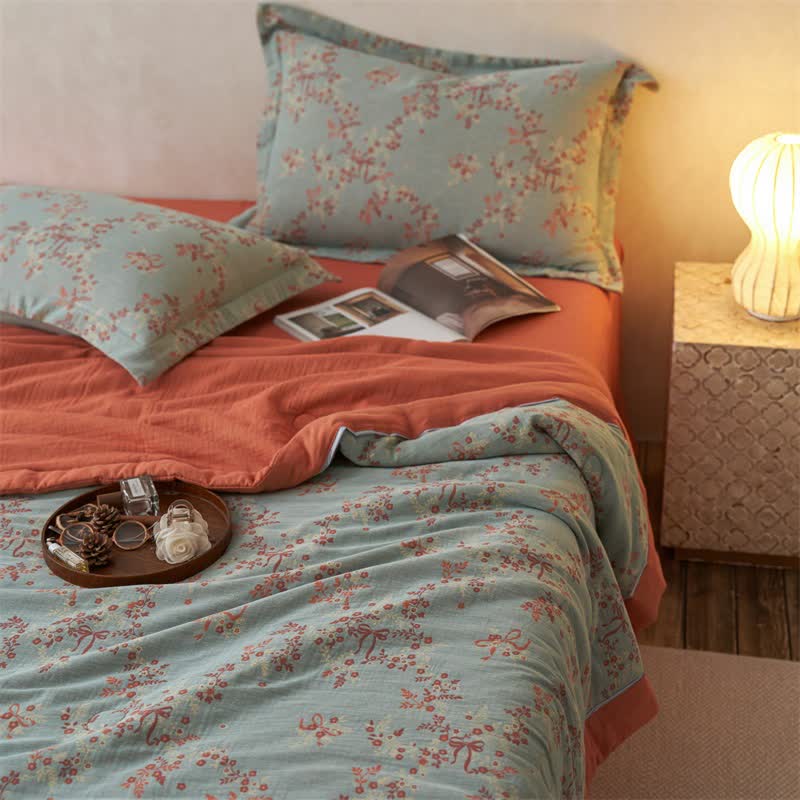 Ownkoti Cotton Gauze Jacquard Floral & Bow Bedding - image 14