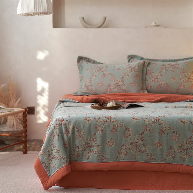 Ownkoti Cotton Gauze Jacquard Floral & Bow Bedding - image 2