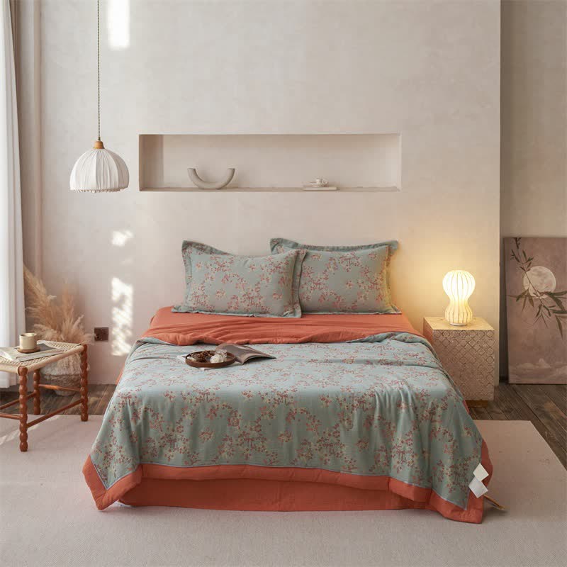 Ownkoti Cotton Gauze Jacquard Floral & Bow Bedding - Bedding Set - King - image 0