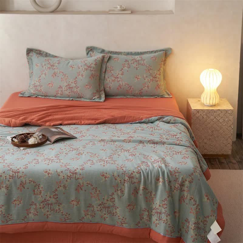 Ownkoti Cotton Gauze Jacquard Floral & Bow Bedding - image 3