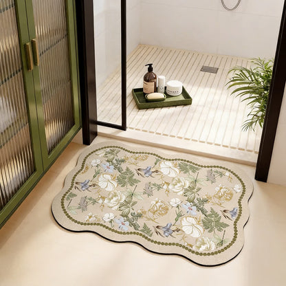 Ownkoti Floral Diatom Mud Quick-Dry Bathroom Mat - image 1