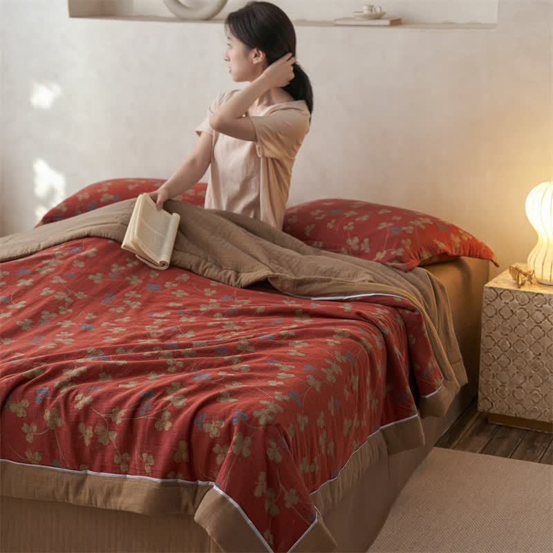 Ownkoti Cotton Gauze Jacquard Rustic Clover Bedding - image 9
