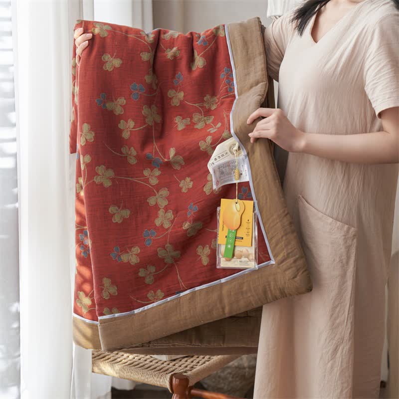 Ownkoti Cotton Gauze Jacquard Rustic Clover Bedding - Quilt - King - image 11