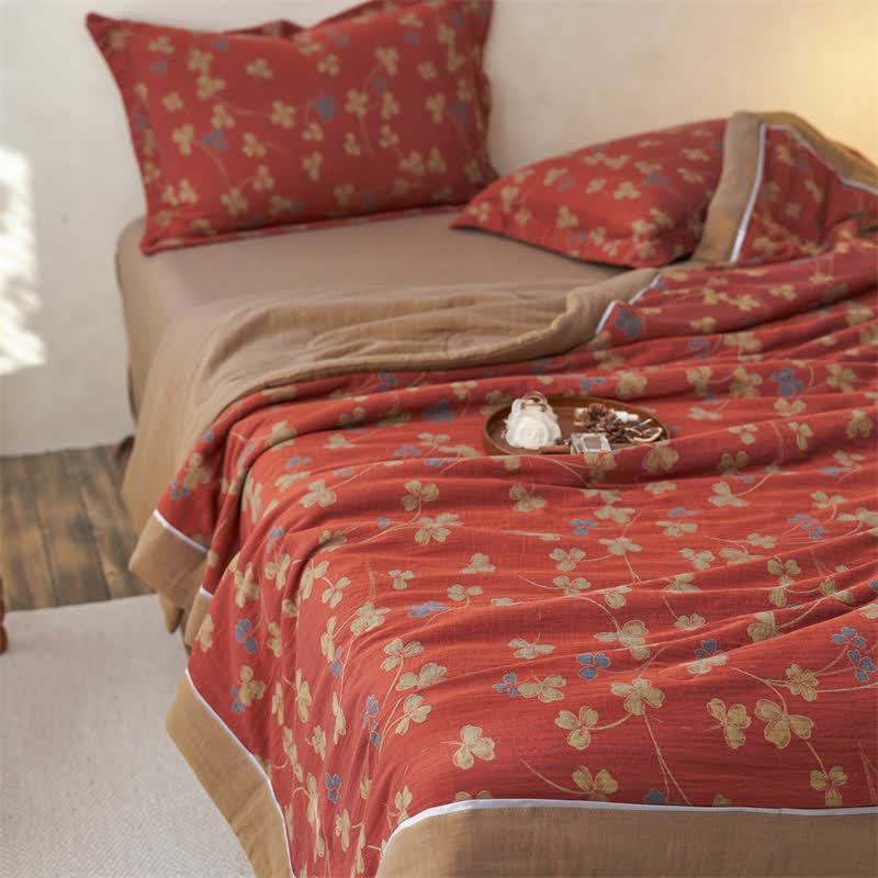 Ownkoti Cotton Gauze Jacquard Rustic Clover Bedding - image 4
