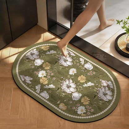 Ownkoti Retro Botanical Diatom Mud Anti-Slip Mat - Ellipse - 23"W x 35"L - image 2