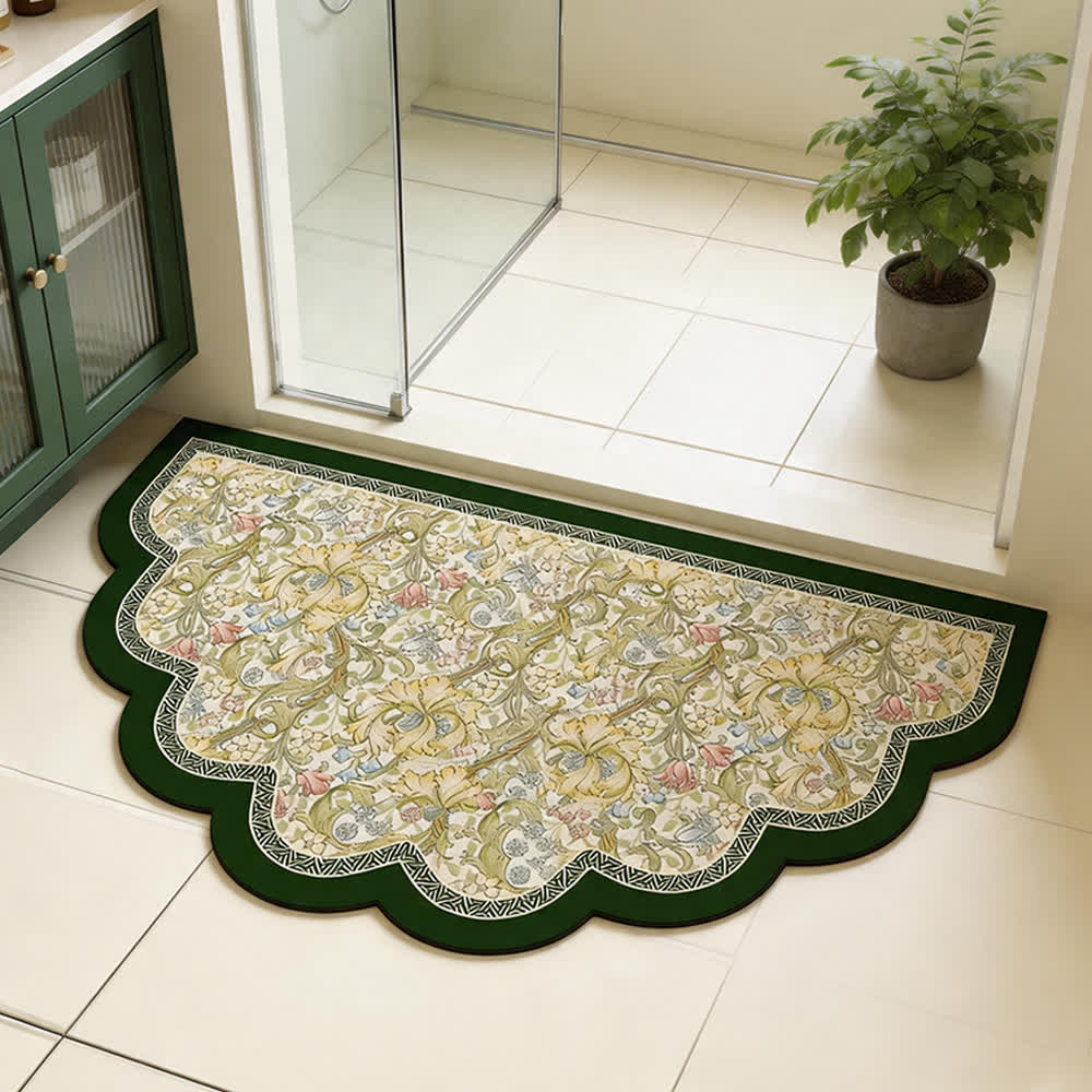 Ownkoti Floral Scalloped Half-Round Shower Rug - image 1