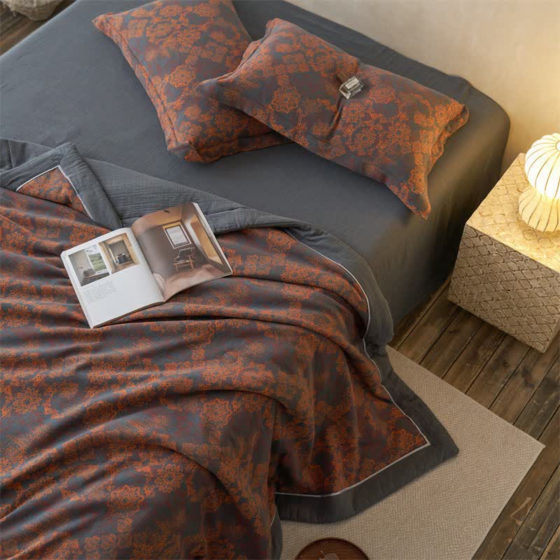 Ownkoti Cotton Gauze Jacquard Vintage Floral Bedding - image 7