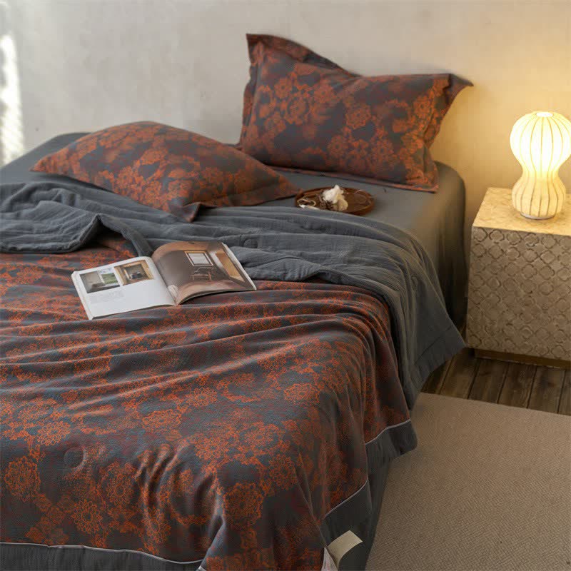 Ownkoti Cotton Gauze Jacquard Vintage Floral Bedding - image 6